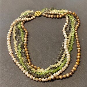 Multi strand beaded necklace.